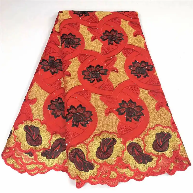 

2020 High Quality Swiss Voile Lace Fabric 5 Yards Embroidered Beaded Cotton Lace Fabric For Wedding Party Dress! LYFO10231