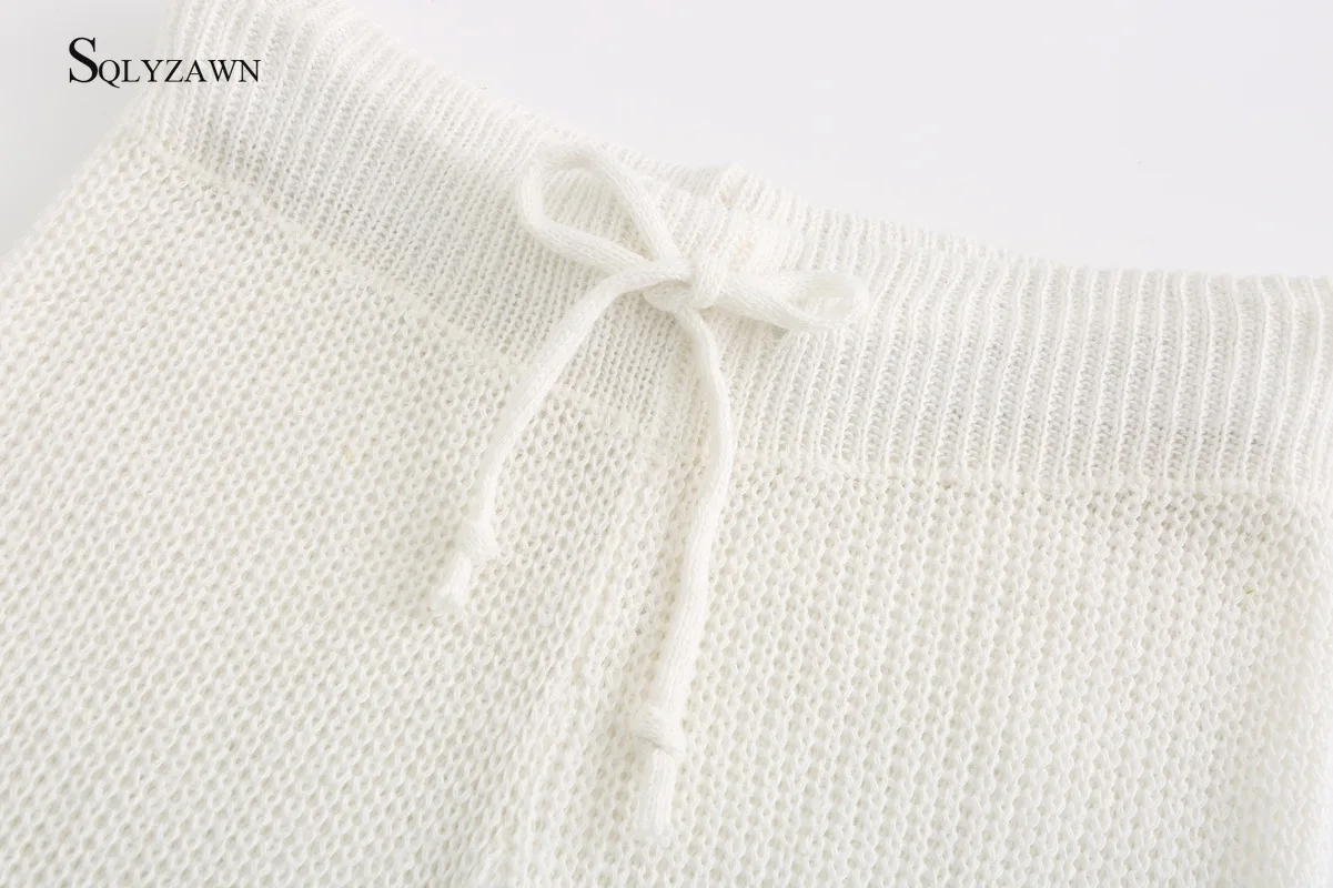 

Women White Simple Solid Sleeveless Knitted Sweater Set Autumn Female Set Sexy Sweater Knit Pants 2 Piece Set Women Outfits 2020