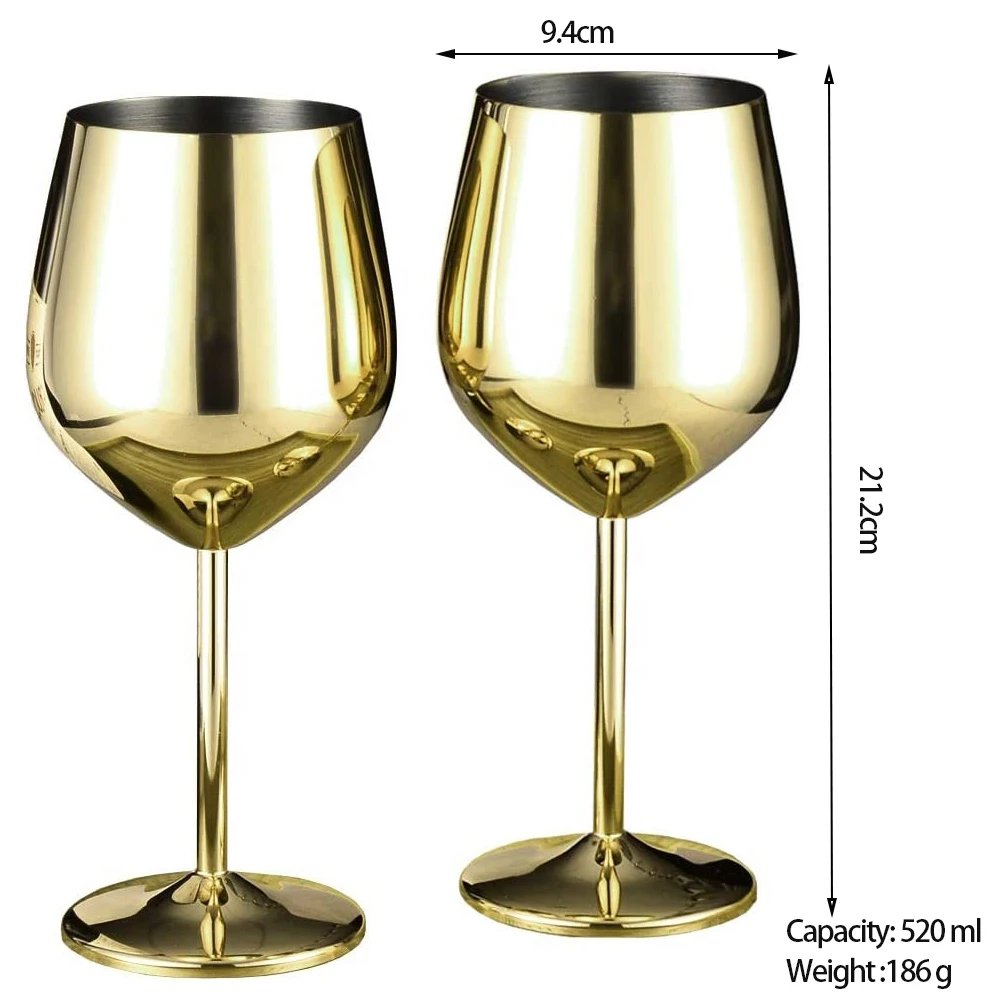 QUEENBAR Stainless Steel Goblet Champagne Cups Wine Mugs Cocktail Glass Drinking Glasses Bar Martini |