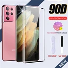 90D Защита экрана для Samsung Galaxy S21 Ultra S20 Plus Note 20 УФ закаленное стекло на S10 Plus S10 E Note 10 9 8 S9 S8 фотопленка