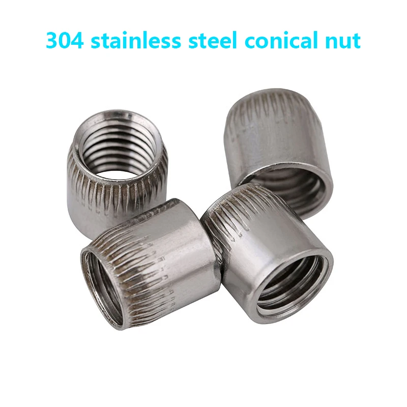 

M6 M8 M10 M12 304 Stainless Steel Conical Nut Cone Nut Knurled Implosion Expansion Screw Cap 10Pcs