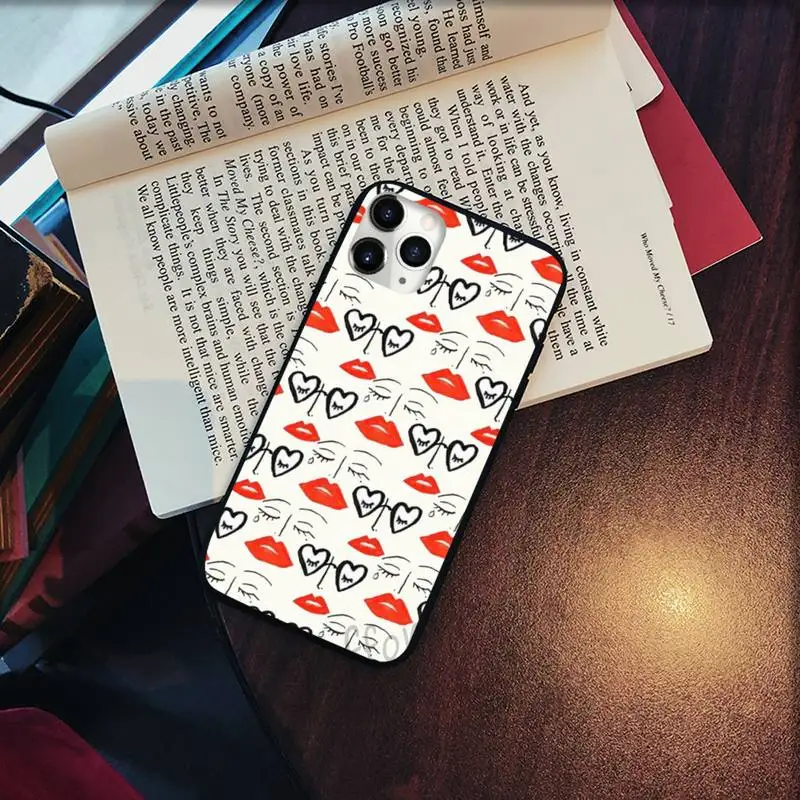 

Fashion Sexy Lady Red Lips pink Case Phone Cases for iPhone 11 12 pro XS MAX 8 7 6 6S Plus X 5S SE 2020 XR Soft silicone