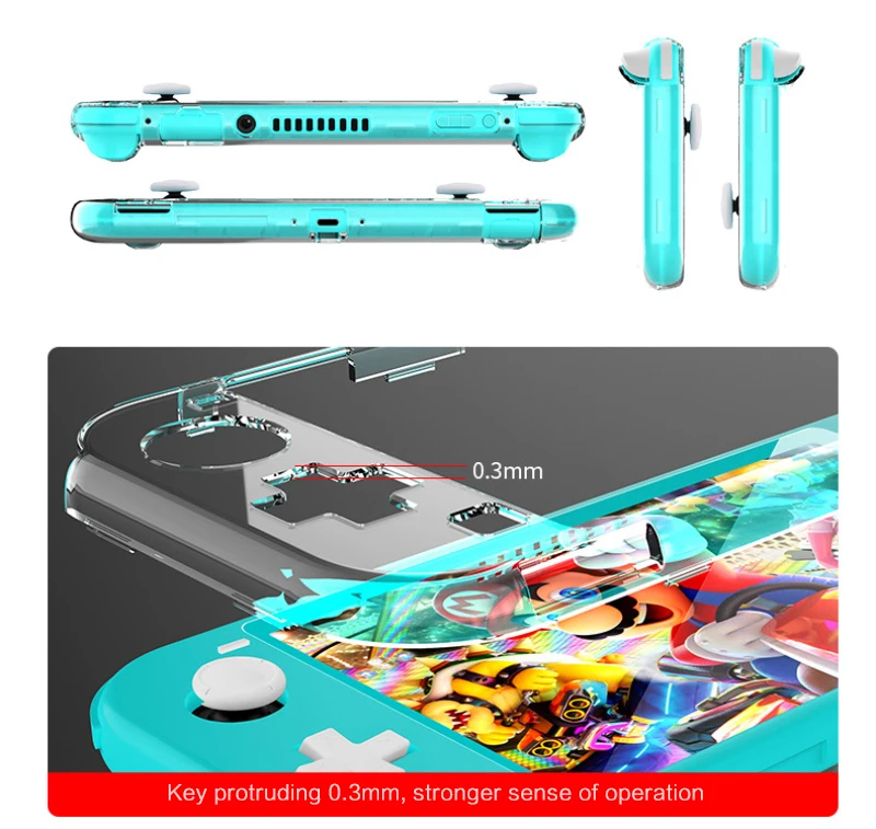 Мягкий чехол для NS Switch Lite защитный силиконовый из ТПУ прозрачный с защитой от