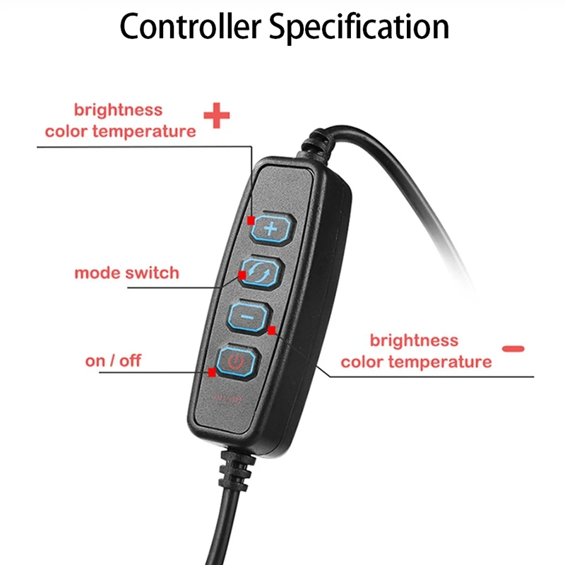 Штатив-держатель для телефона с клипсой и светодиодным кольцевым светильник