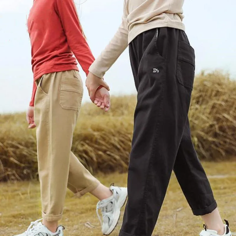 

Autumn Spring Girls Casual Long Pants With Pockets Kids Fashion Straight Trousers Chidren Sports Style Pants 3-14 Years