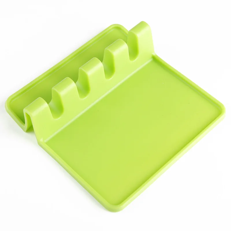 

1 PCs/lot 3 Colors Kitchen Cooking Tools 14x14x4cm Kitchen Silicone Spoon Rest Utensil Spatula Heat Resistant Storage Shelves