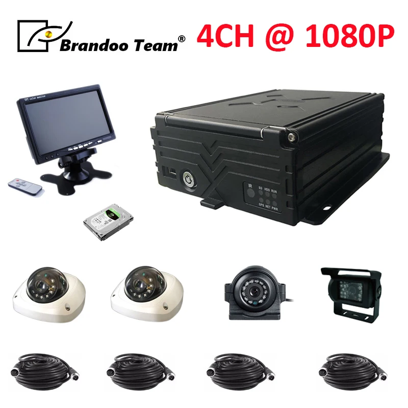 Full HD 4 канала автобус Мобильный DVR GPS 4G жёсткий диск для автомобиля dvr 4ch логистика