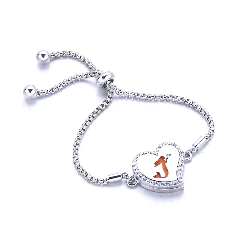 Браслет с изображением русалки Персиковое сердце браслет из нержавеющей стали