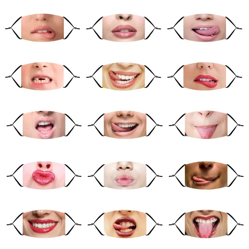 

Halloween Funny Expression Grimace Face Mask Outdoor Party Dustproof Mask Breathable Mouth Mask Mascarilla Women with Filters