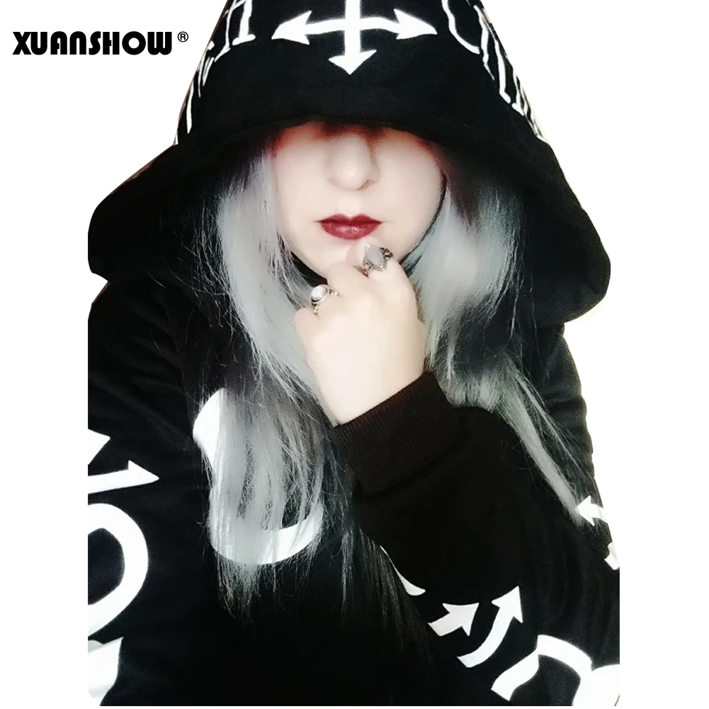 XUANSHOW Толстовки женские готика Панк Луна Волшебная одежда Осень зима Длинный рукав Пиджак Пальто