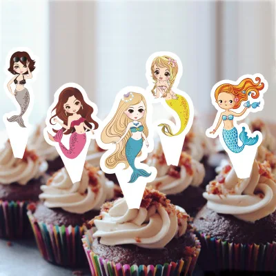 cake topper 1pack Новинка; Лидер продаж; Серебряные Платье русалки, принцессы Детский день рождения Тема Бумажный Стаканчик папиросной бумаги полотенце вечерние поставки Русалка Вечерние - Цвет: cake topper 1pack