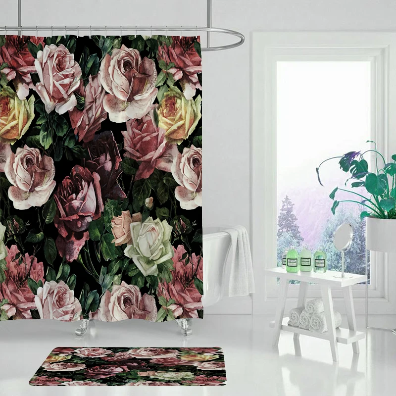 Занавеска для душа с Тропическими Цветами ванной занавеска из водонепроницаемый