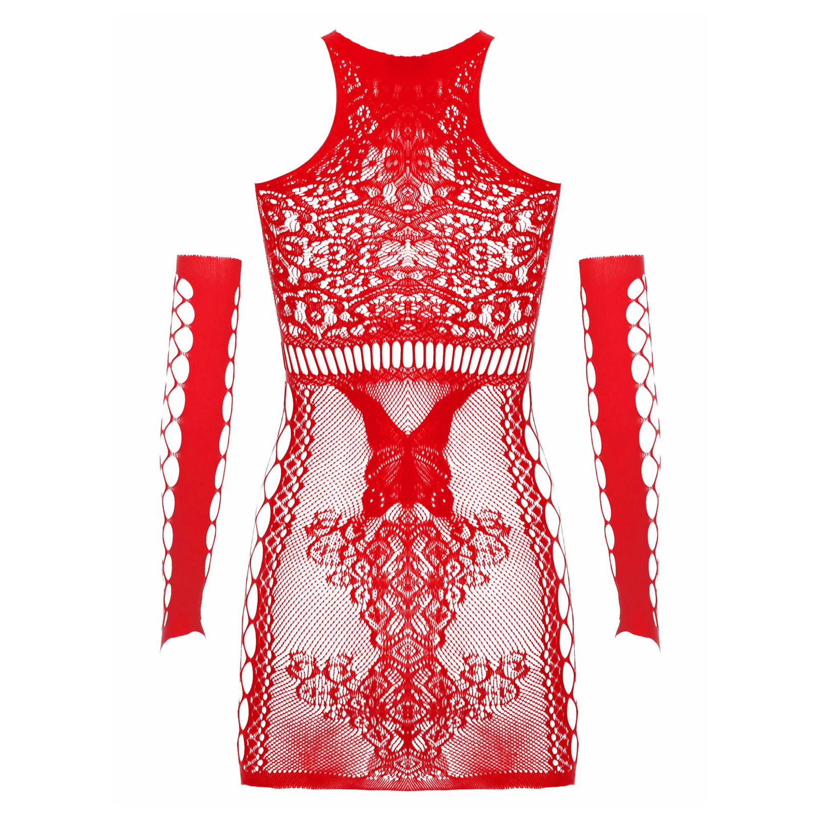 

Women's Hollow Out Bodycon Dress Fishnet See-Through Mini Dress Clubwear d88