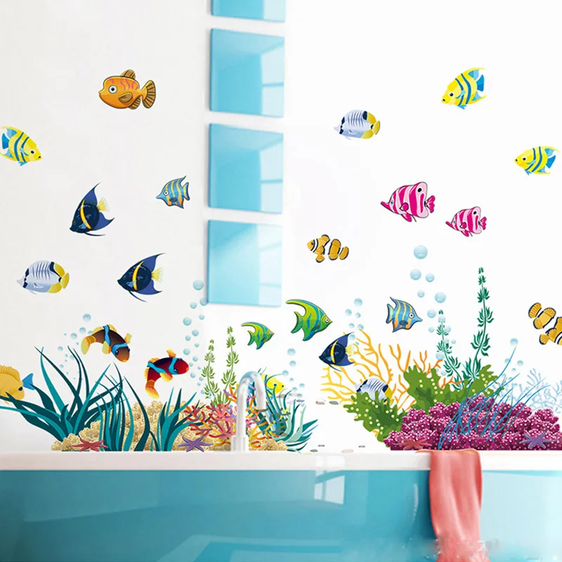 

Diy Tropivsl Fish Nursery Room Wall Sticker Home Decor Decal Removable Art Kids 3D Stickers For Bathroom Cartoon Undersea World