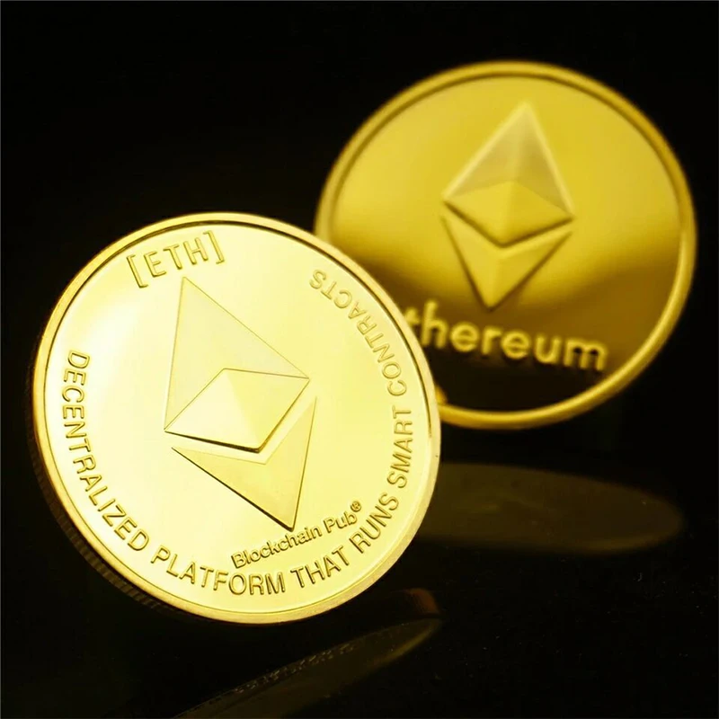 

Ethereum Coin Gold Plated Collectible Great Gift Ethereumcoin Set Cryptocurrency Collectors Item Home Room Office Decoration
