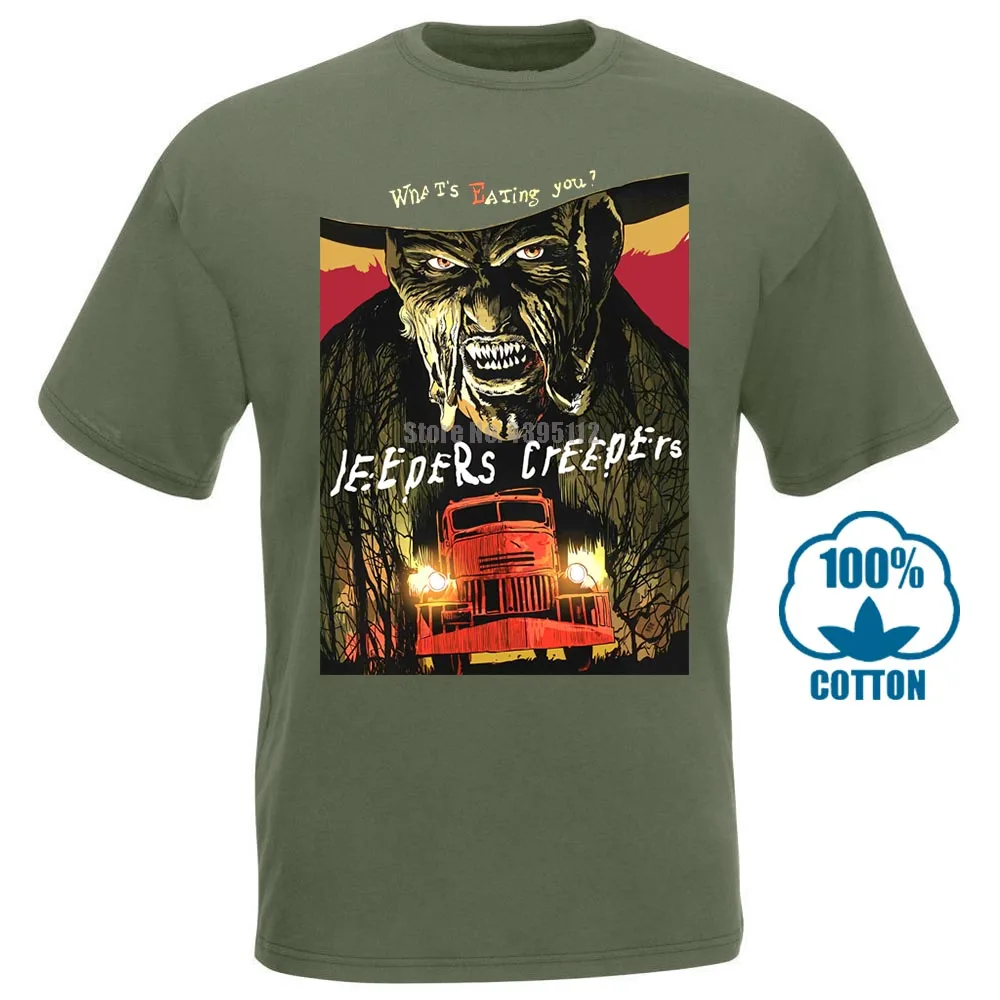 Армейский зеленый Jeepers Криперс фильм футболка ужас культ - Цвет: Армейский зеленый