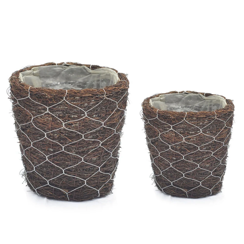 

Indoor Outdoor Flower Pot Planter Natural Woven Home Garden Decorative Lining Plastic Rattan Basket