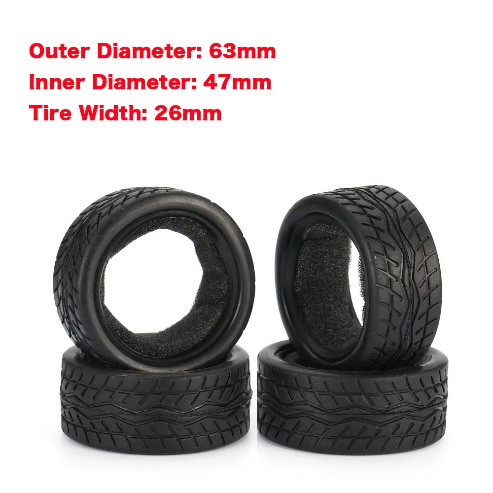 

4pcs 1/10 Medium Grain Drift RC On-road Car Tyre Rubber Tire Tyre 47mm for Wheels Traxxas Tamiya HPI Kyosho Racing HSP