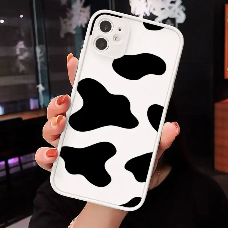 

cow Black and white pattern Phone Case matte transparent For iphone 7 8 11 12 plus mini x xs xr pro max cover