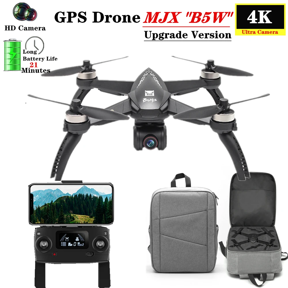 Квадрокоптер MJX B5W Радиоуправляемый обновленная версия с камерой 4K Wi Fi FPV GPS режим