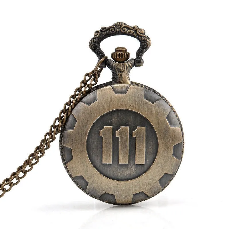 

Bronze Pocket Watch Fallout 4 Vault 111 Electronic Games Necklace Chain Pendant