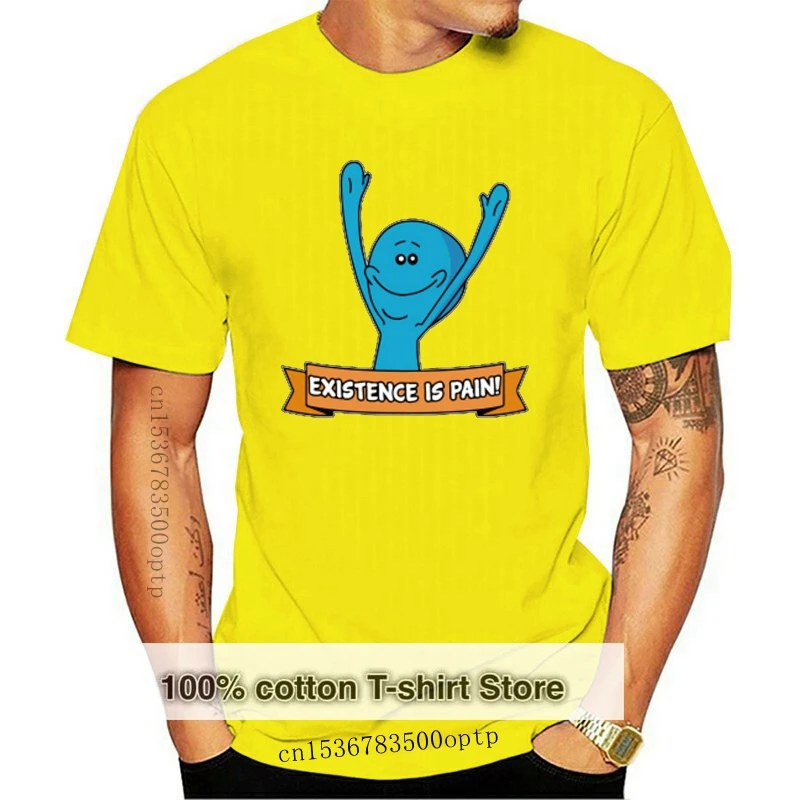 

Existence Is Pain shirts Mr.Meeseek Cartoon Cotton Printed t shirt Hot Designed Funny Breathable t-shirt EU Size S-5XL