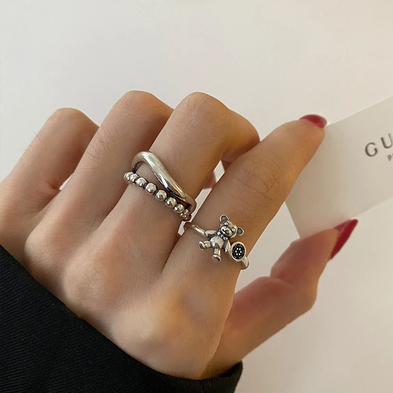 

Korean Style Aesthetic Wave Matching Women's Ring on Phalanx New Fashion Adjustable Jewelry Accessories Valentine's Day Gift