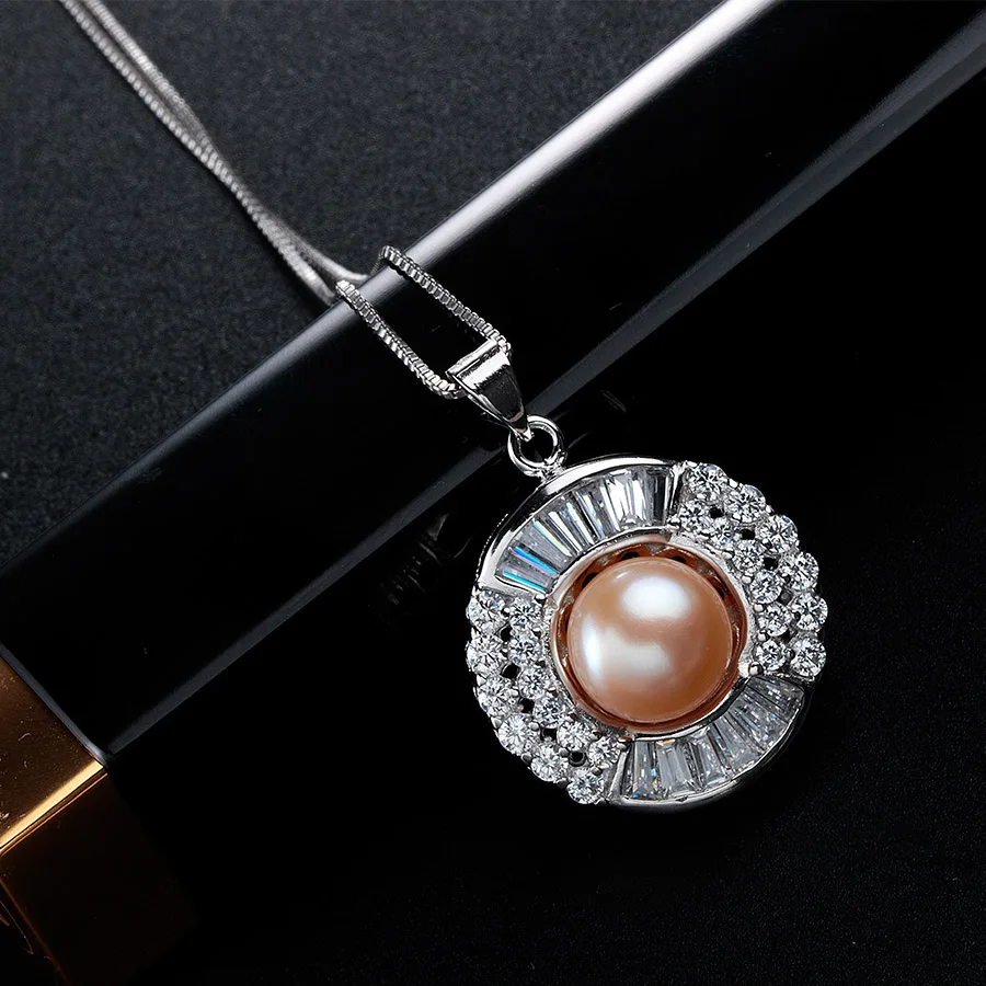 Кулон из 925 серебра женский с натуральным пресноводным жемчугом и кристаллами