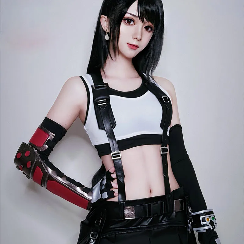 Final Fantasy Tifa Lockhart Косплэй Костюм Униформа Полный комплект с платьем Одежда на