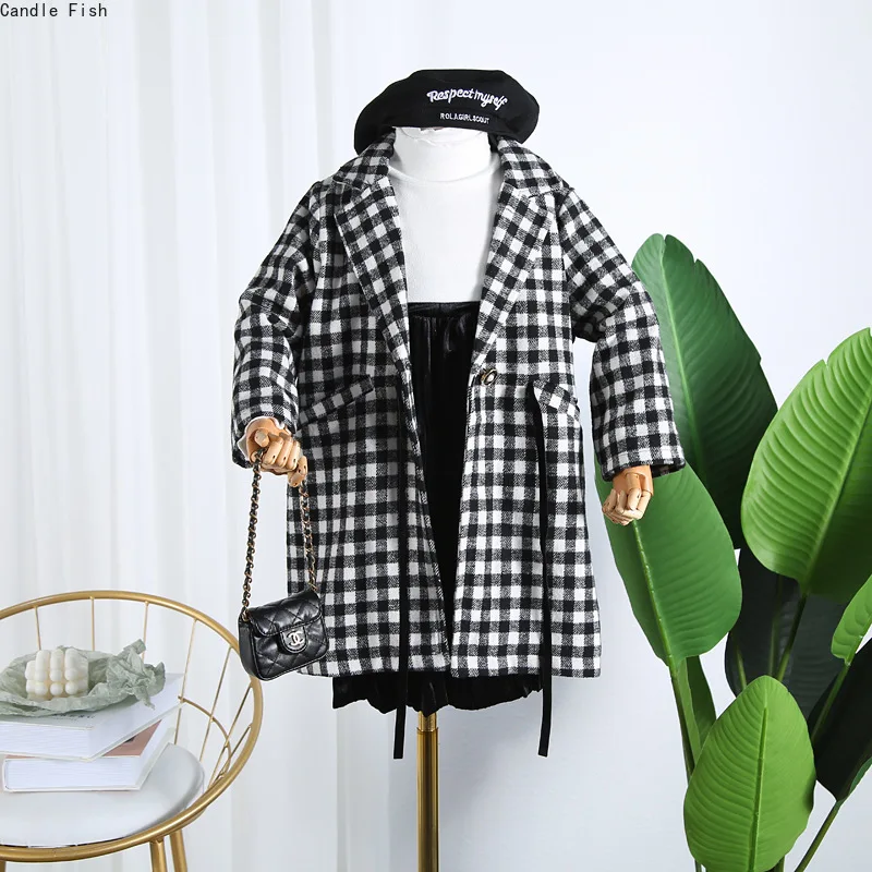 2019 Новое Осеннее повседневное клетчатое пальто в Корейском стиле для девочек