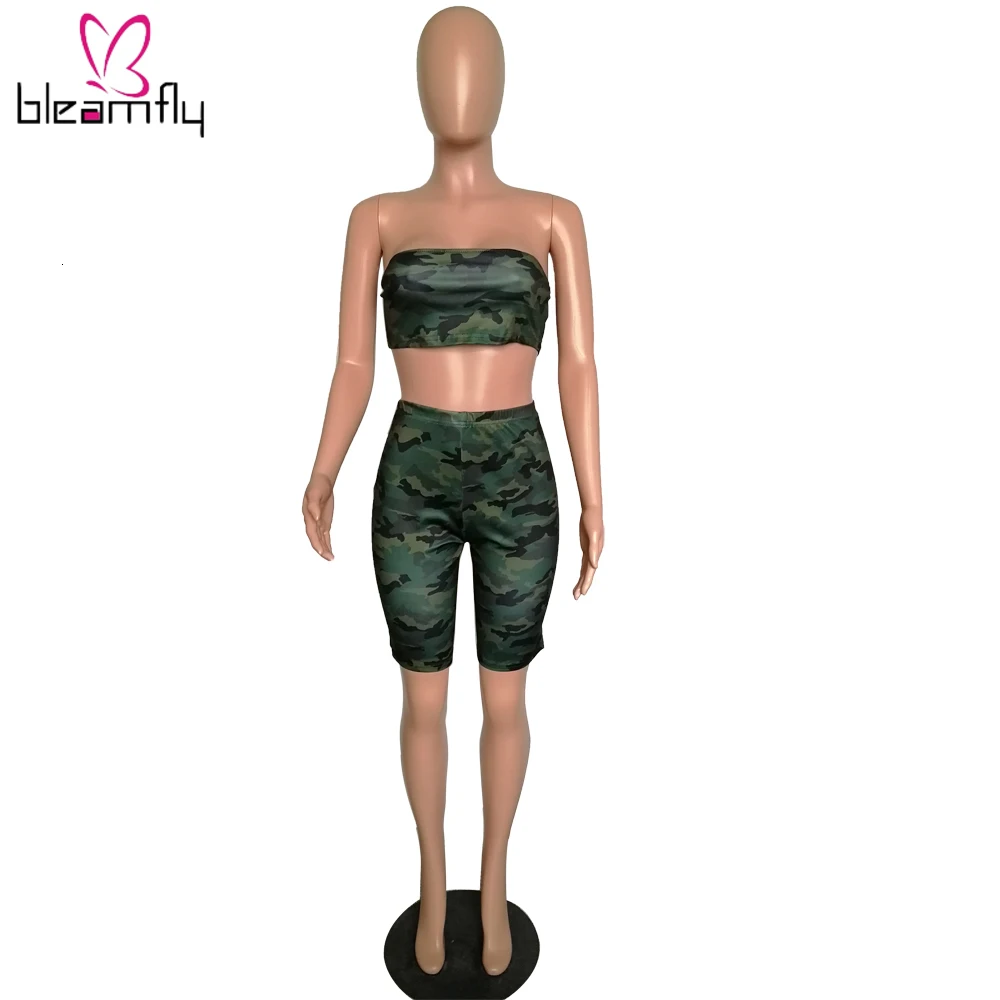 Новинка 2019 женский летний Камуфляжный костюм с коротким рукавом и капюшоном