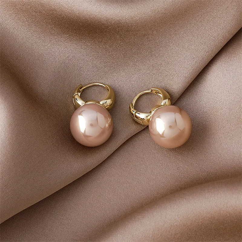

2021 New Korean Big Simulated Pearl Trendy Temperament Dangle Earrings For Women Fashion Jewelry Elegant Party Brincos Earings