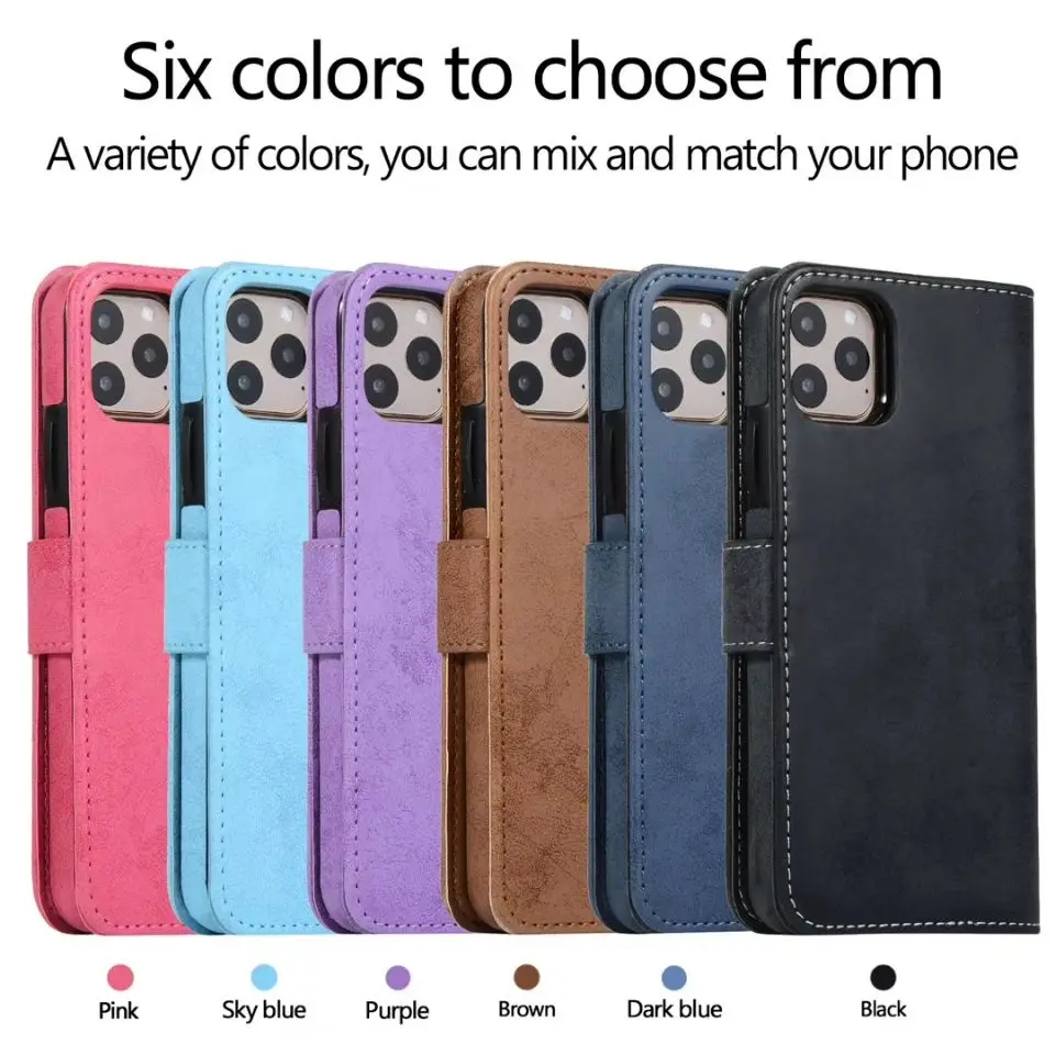 Magnetic Leather Case For iPhone 13 Pro Max 11 12 14 Pro 13 Mini XS XR X 8 Plus 7 6 SE 2022 Detachable Wallet Case