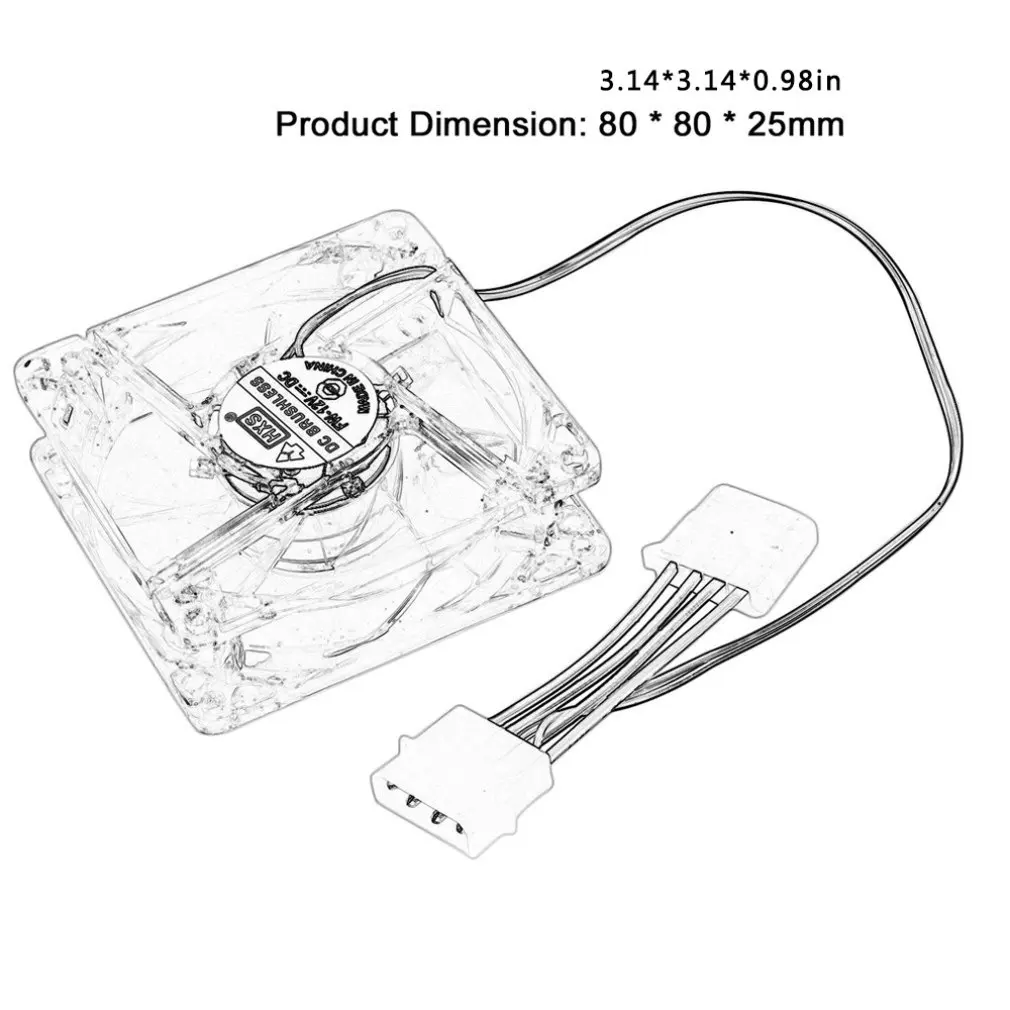 

Computer Pc Fan 80Mm With Led 8025 Silent Cooling Fan 12V Led Luminous Chass Computer Case Cooling Fan Mod Easy Installed