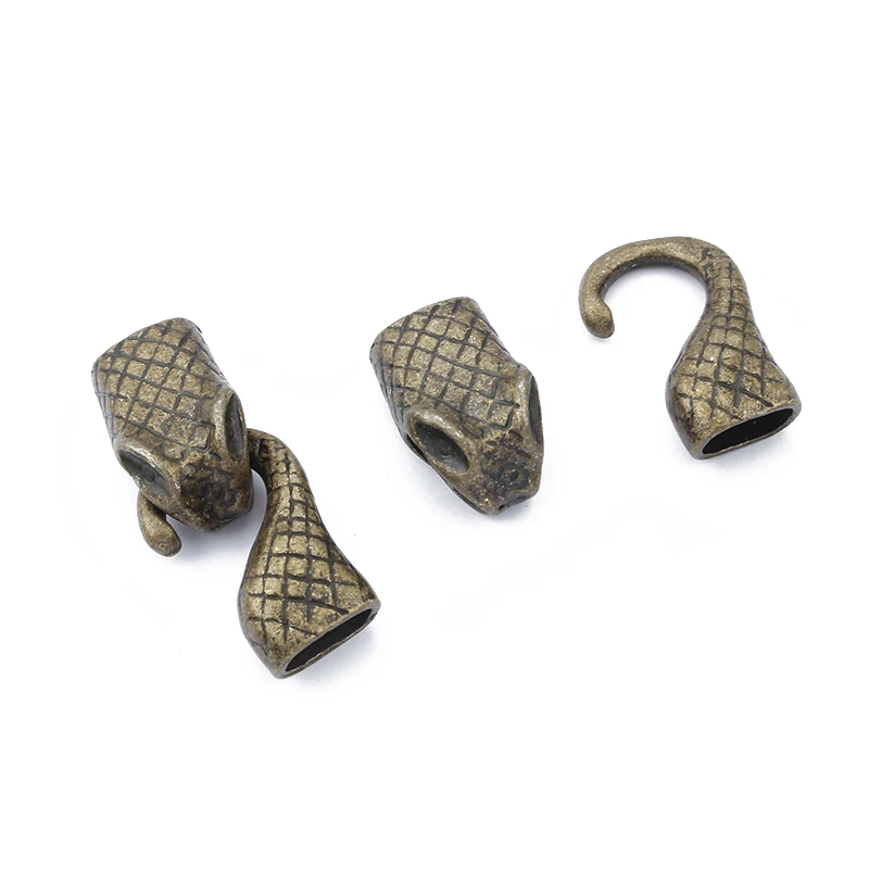 3 комплекта античных коричневых/серебряных змеиных крючков с застежкой для 10x6 мм