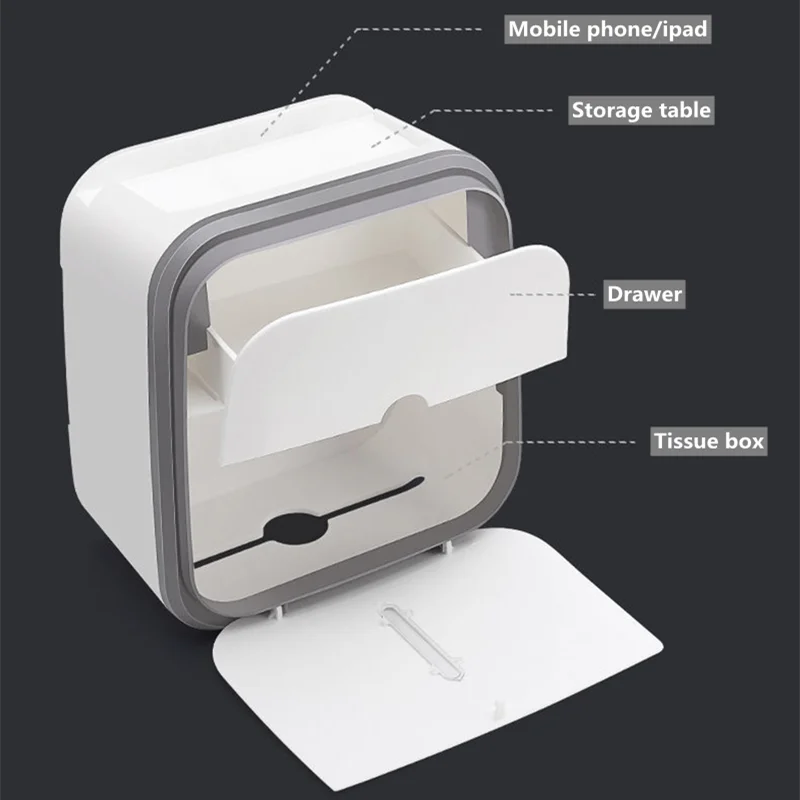

1Pc Paper Holder Waterproof Wall Toilet Paper Holder Shelf Creative Tray Tissue Box Paper Tube Storage Box for Bathroom Kitchen