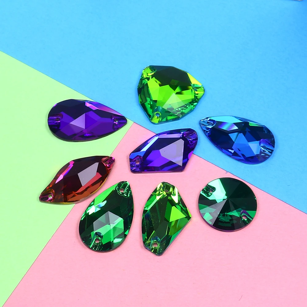 10 шт смешанные формы красочные из хрустального стекла для пошива стразы