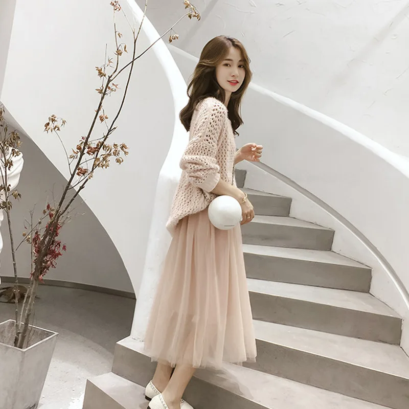 [Низкая цена] сетчатый красный женский костюм из двух предметов элегантное