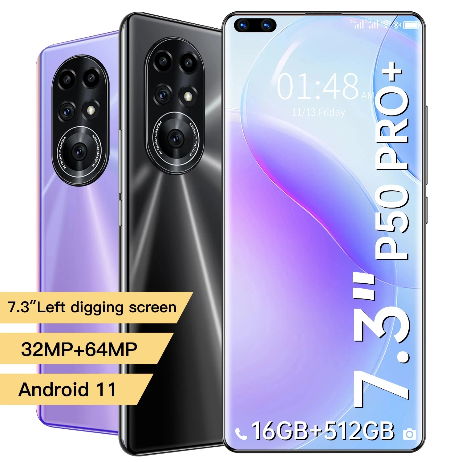 

Global Version P50 Pro + 7.3 "Smartphone 16GB RAM 512GB ROM Android 11 6800mAh Deca Core CPU Mobile Phone 32MP Rear Cameras