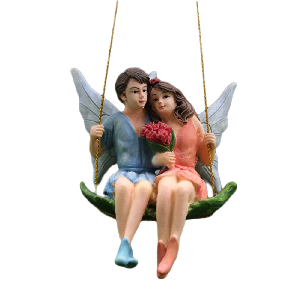 

Romantic Couple Fairy Figurines Resin Statue Hanging Garden Yard Decor Toy