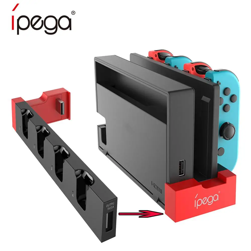 Зарядная док-станция iPega PG-9186, с индикатором для Nintendo Switch, совместима с Joycon