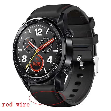 Black red Кожаный ремешок OLLLIVAN 22 мм для Xiaomi Amazfit GTR 47 мм 47 Stratos 2 2S Pace Band для huawei Watch GT 2 GT2 Band Silicon - Цвет: Black red