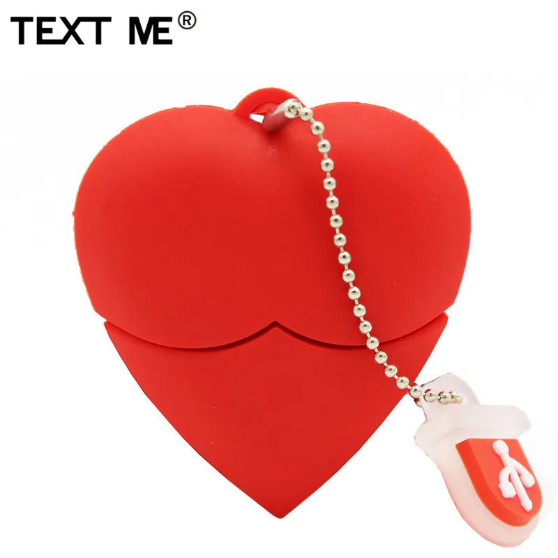 

USB-флеш-накопитель TEXT ME в виде красного сердца, USB 2,0, 4 ГБ, 8 ГБ, 16 ГБ, 32 ГБ, 64 ГБ