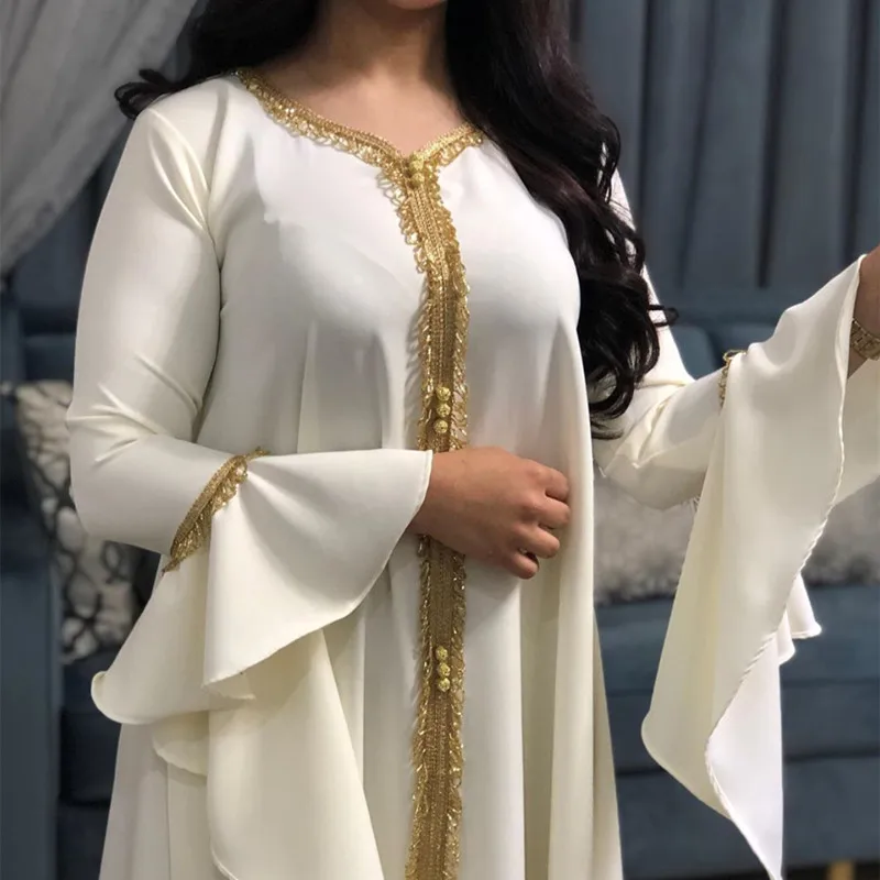 Арабское платье с кисточками белая абайя женская мусульманская Мода одежда для