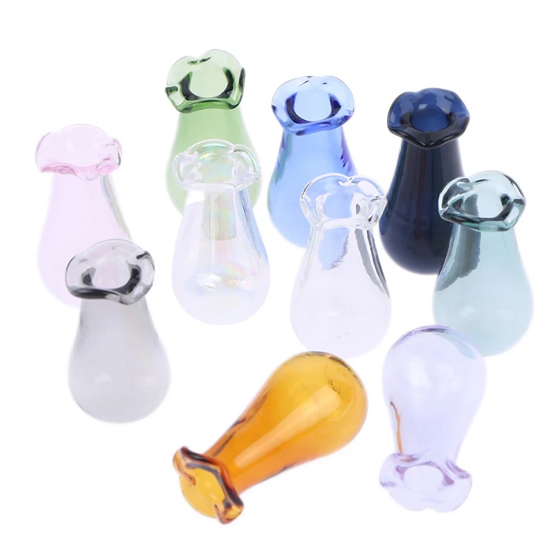 

1pc Dollhouse Miniature Cone Glass Vase Miniature Glass Vase Food Play Scene Model DIY Glass Bottle Vase