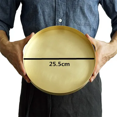 25.5cm Tobs золотой Латунный лоток для украшение пирога десерта матовая металлическая пластина для дома декоративные формы для выпечки реквизит для фотосъемки - Цвет: 25.5cm