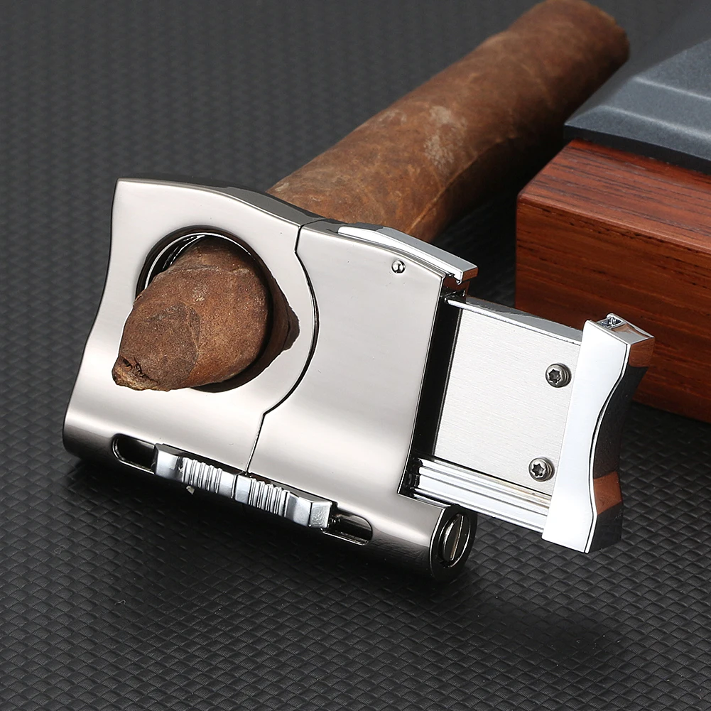 

GALINER Cigar Cutter Built-in 2 Size Cigar Punch Locked Blades Luxury Metal Cutters Cigar Guillotine For COHIBA Cigars