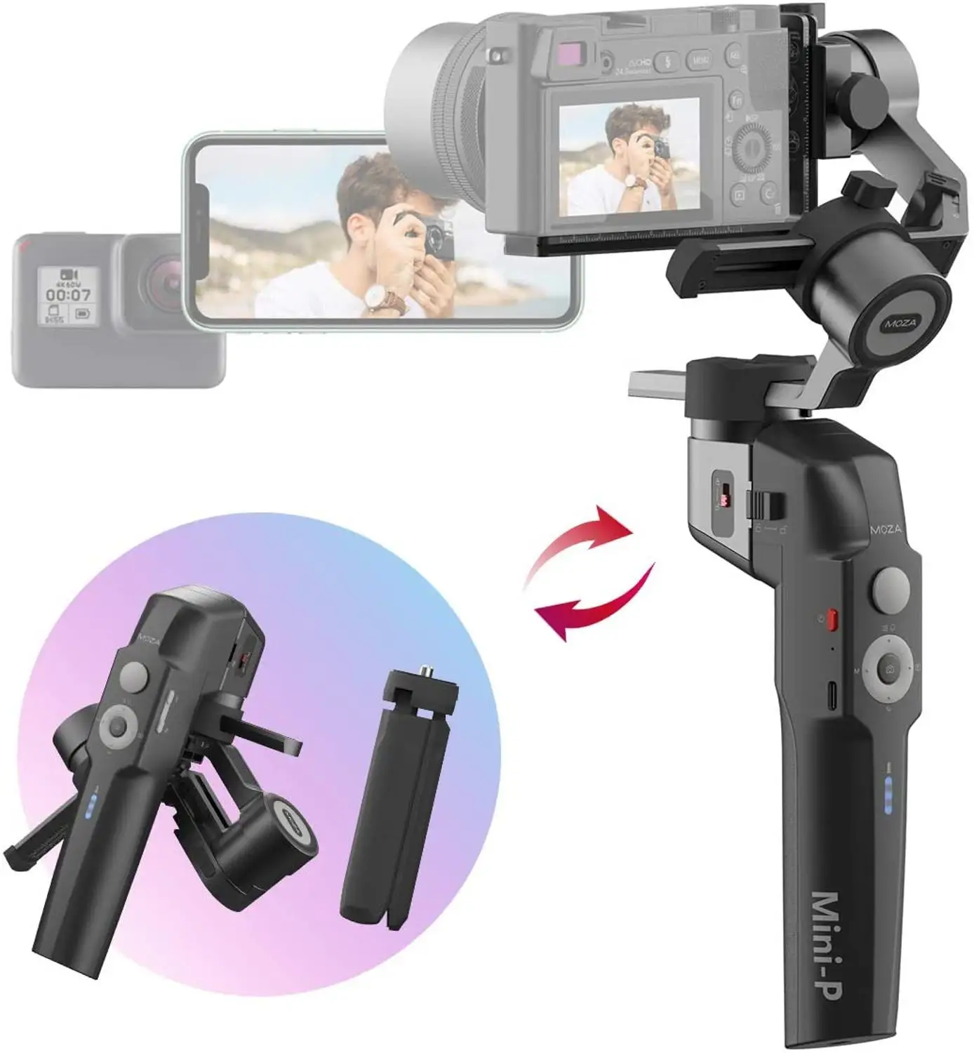 3 осевой складной стабилизатор Moza Mini P для экшн камер Gopro Hero DJI Osmo Sony a6000 PK Crane M2 G6
