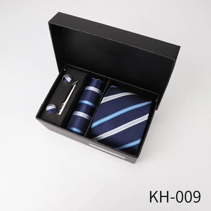 KH 009 6 шт. мужские деловые галстуки Подарочная коробка 8 см Повседневный галстук-бабочка классический Одноцветный жаккардовый полосатый Аксессуары для галстуков свадебный подарок - Цвет: KH 009