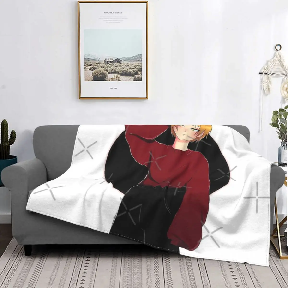 

Kenma Kozume-Manta a cuadros con capucha para Baby, para cama colcha, 150